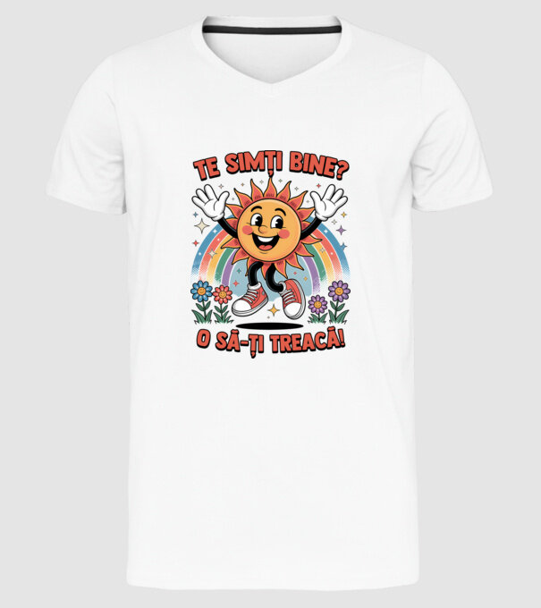 Te simți bine? model alb pe tricou