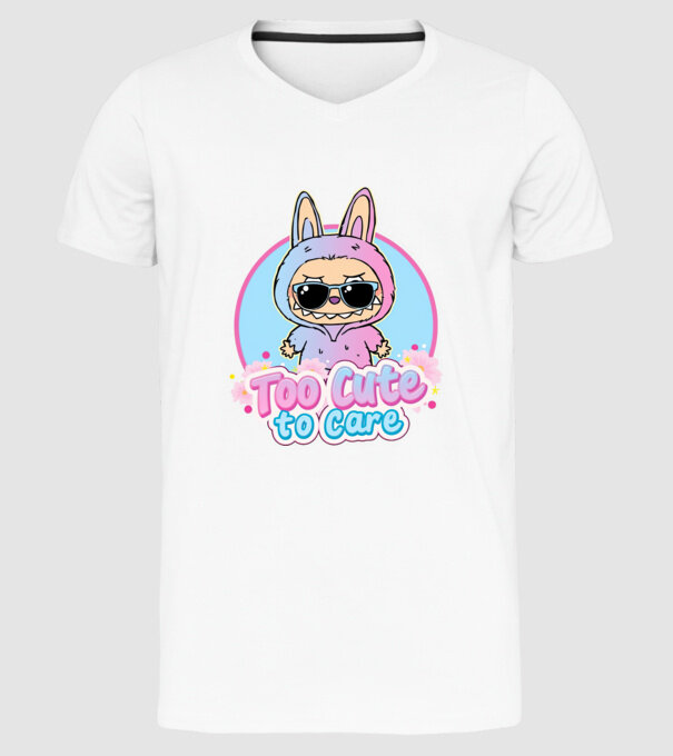 Too cute to care model alb pe tricou