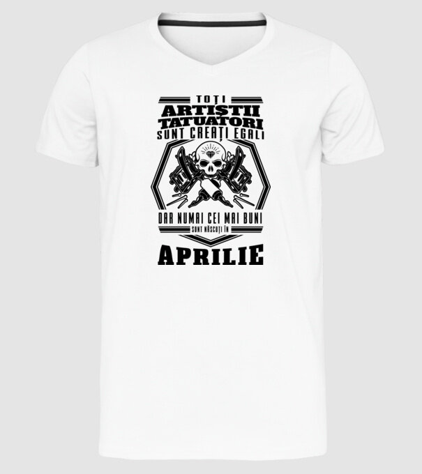 Toți artiștii tatuatori sunt creați egali aprilie model alb pe tricou
