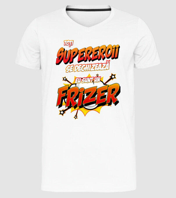 toți supereroii se deghizează, eu sunt un frizer/coafor model alb pe tricou