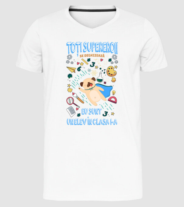 Toți supereroii se deghizează, eu sunt un elev în clasa I-a model alb pe tricou