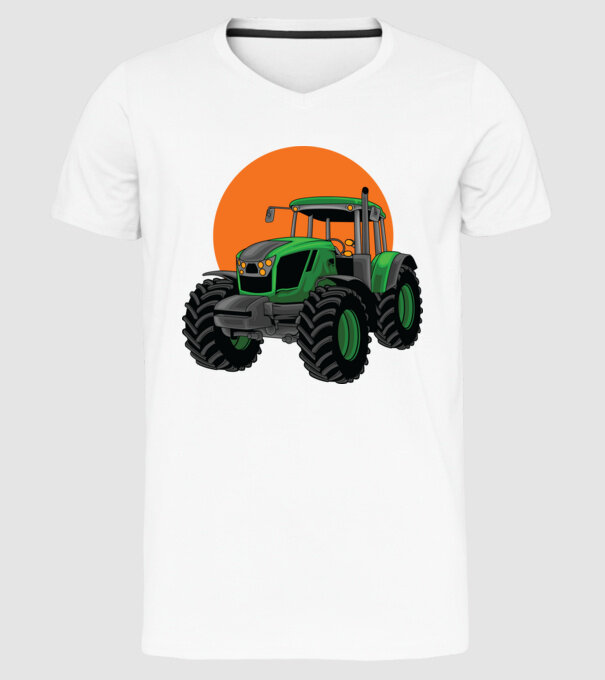 TRACTOR model alb pe tricou