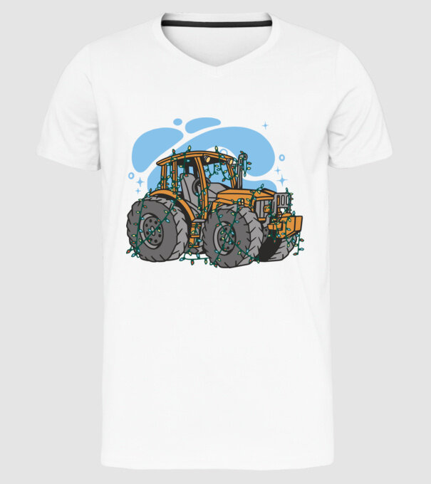 TRACTOR model alb pe tricou