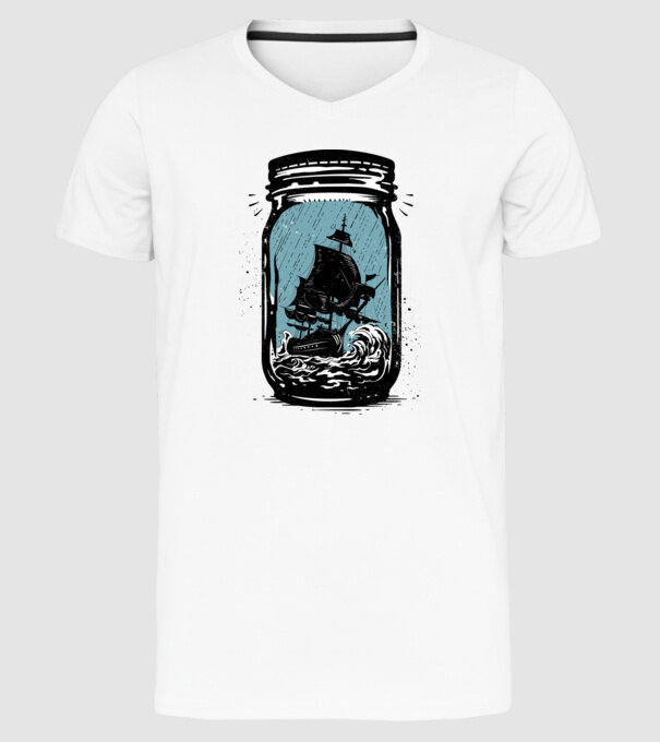 Trapped model alb pe tricou