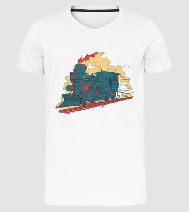 Trenuri model alb pe tricou
