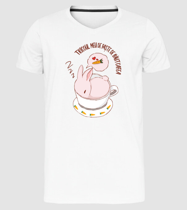 tricoul meu de Paște de băut cafea model alb pe tricou