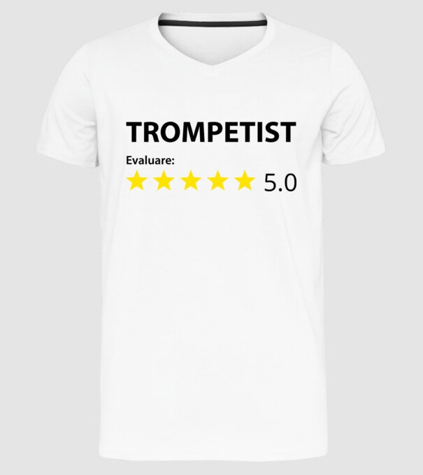 trompetist evaluare model alb pe tricou