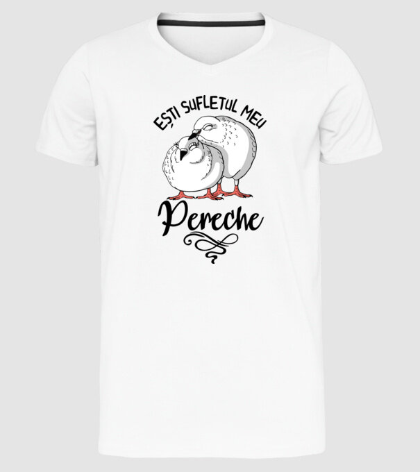 Valentine ești sufletul meu pereche model alb pe tricou