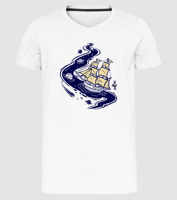 Vapoare model alb pe tricou