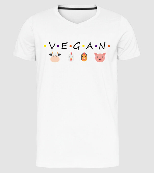 Vegan friends model alb pe tricou