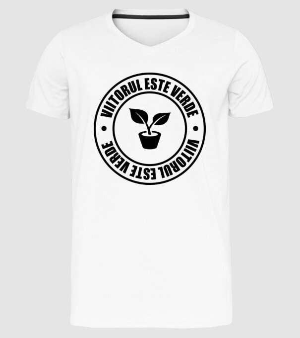 Viitorul este verde model alb pe tricou