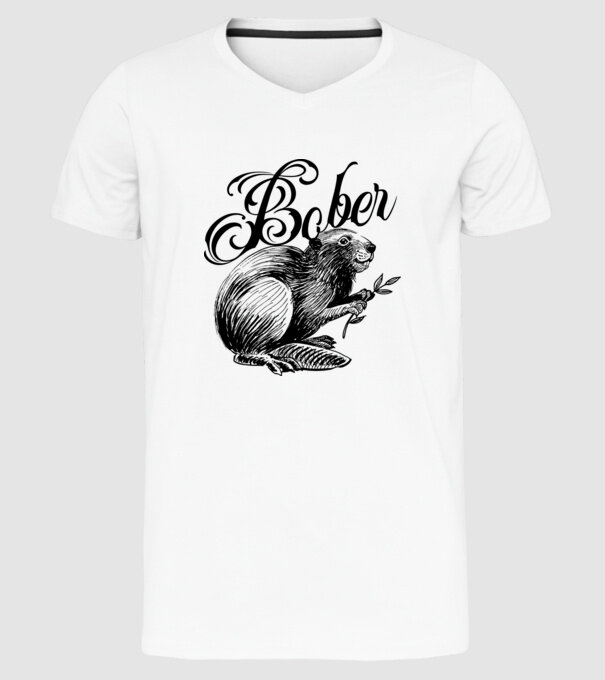Vintage Bober model alb pe tricou