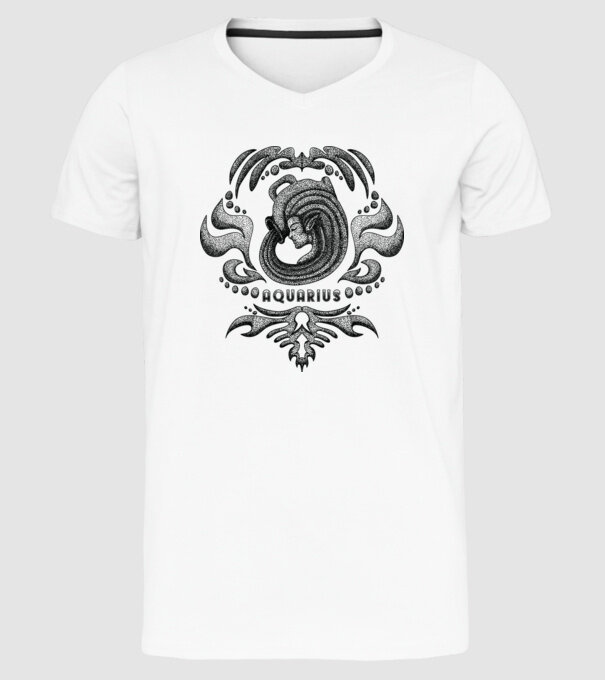 Vintage zodiac aquarius model alb pe tricou