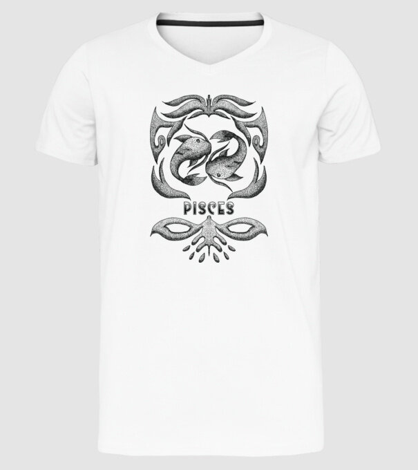 Vintage zodiac pisces model alb pe tricou