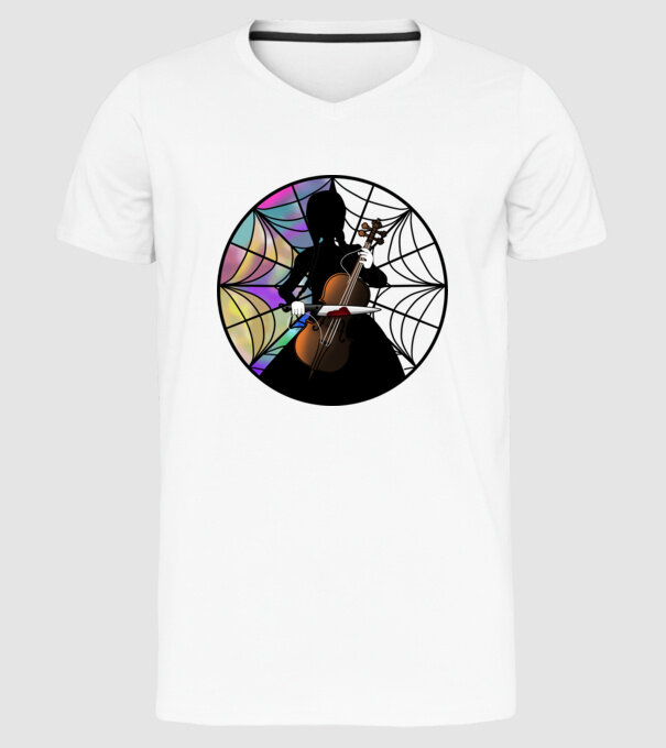 Wednesday Addams Cello - Enid room model alb pe tricou