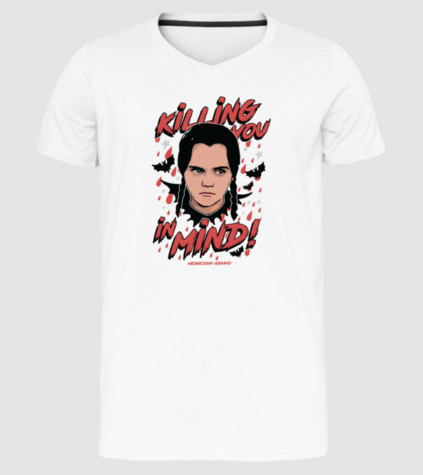 WEDNESDAY Killing You in my mind model alb pe tricou