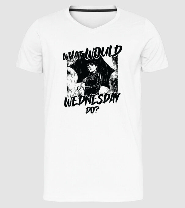 What would Wednesday do model alb pe tricou