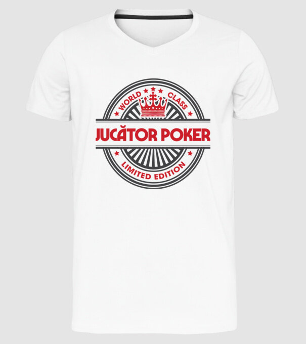 jucător poker model alb pe tricou