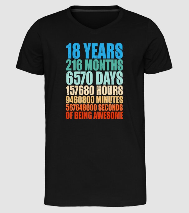 18 years of being awesome model negru pe tricou