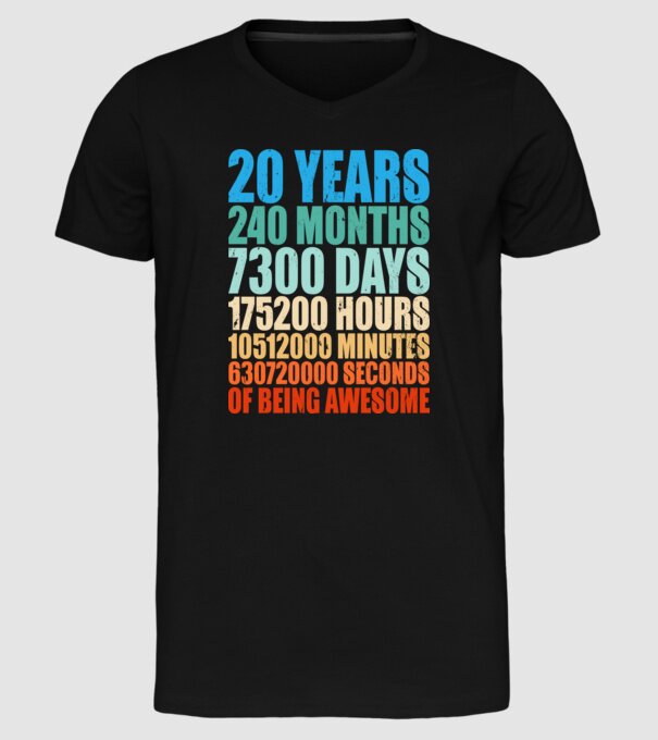 20 years of being awesome model negru pe tricou