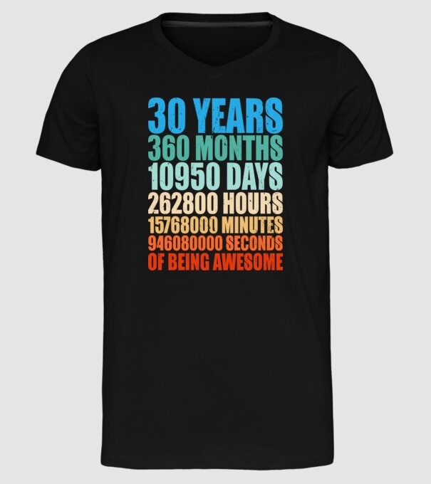 30 years of being awesome model negru pe tricou