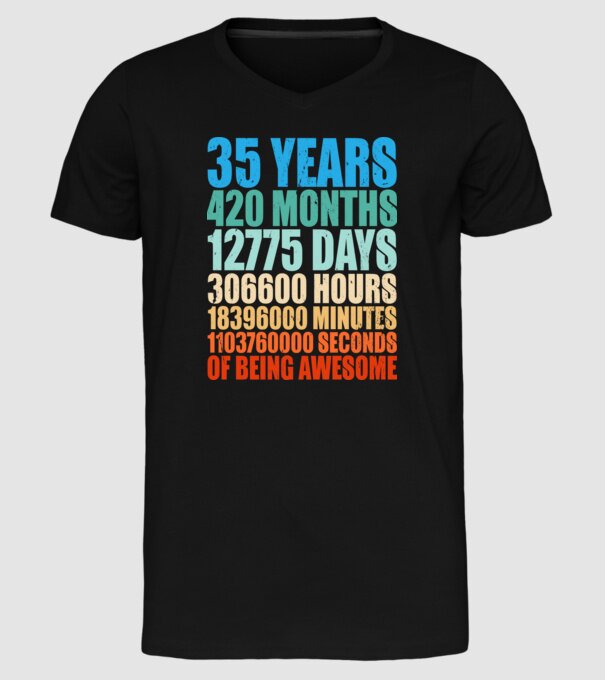 35 years of being awesome model negru pe tricou