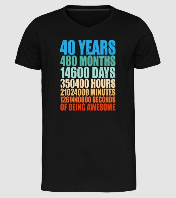 40 years of being awesome model negru pe tricou