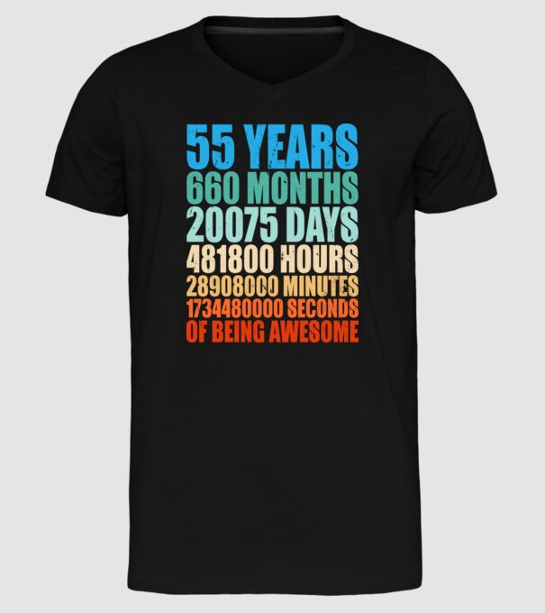 55 years of being awesome model negru pe tricou