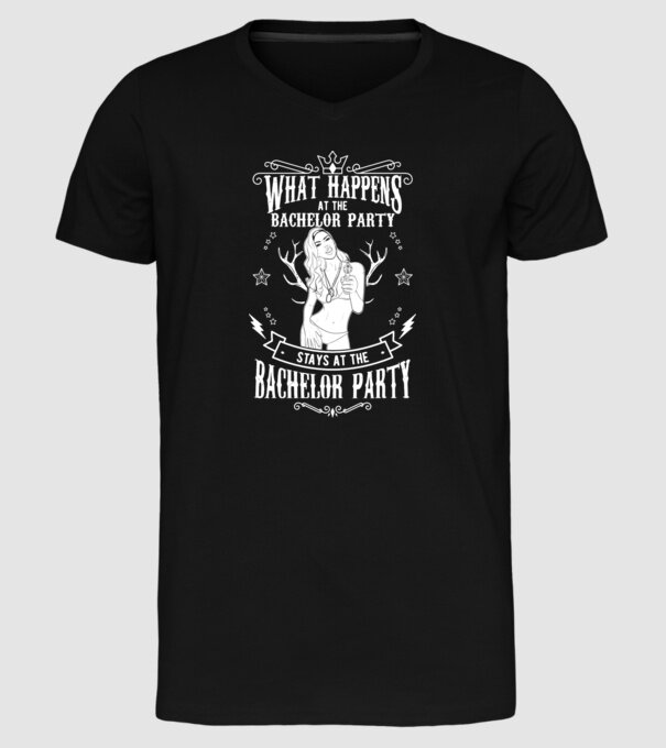 Bachelor party model negru pe tricou