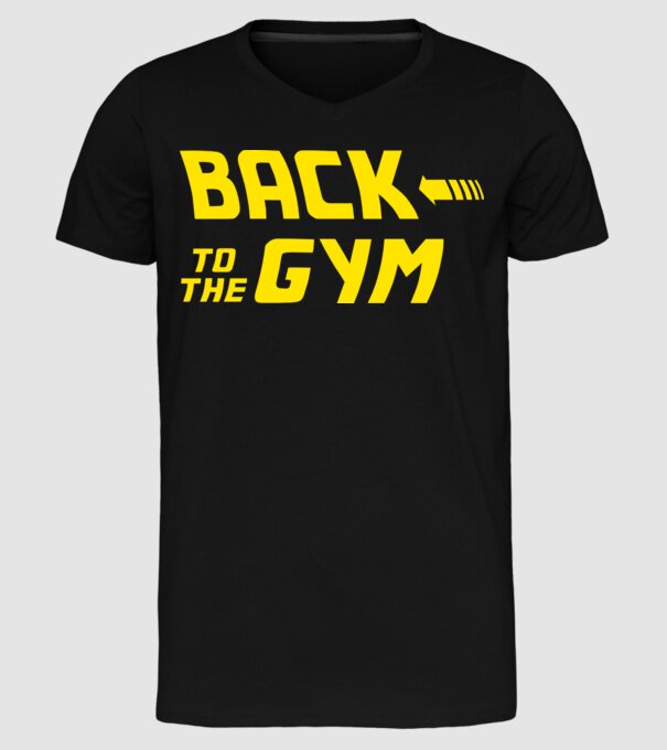 Back to the gym model negru pe tricou