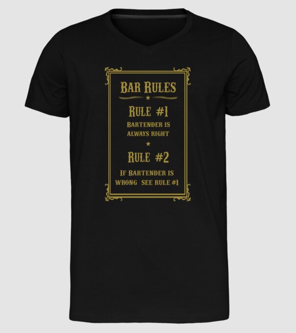 Bar rules model negru pe tricou