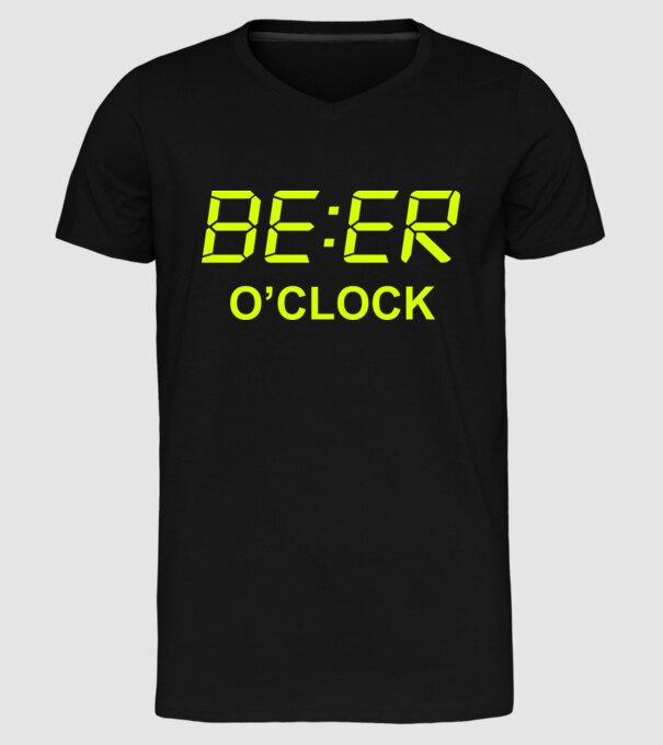 'Beer o'' clock' model negru pe tricou