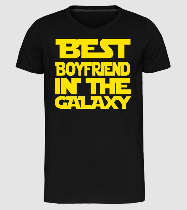 best boyfriend in the galaxy model negru pe tricou