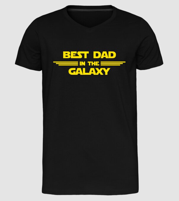 Best dad in the galaxy model negru pe tricou