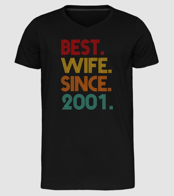 best wife since 2001 retro model negru pe tricou