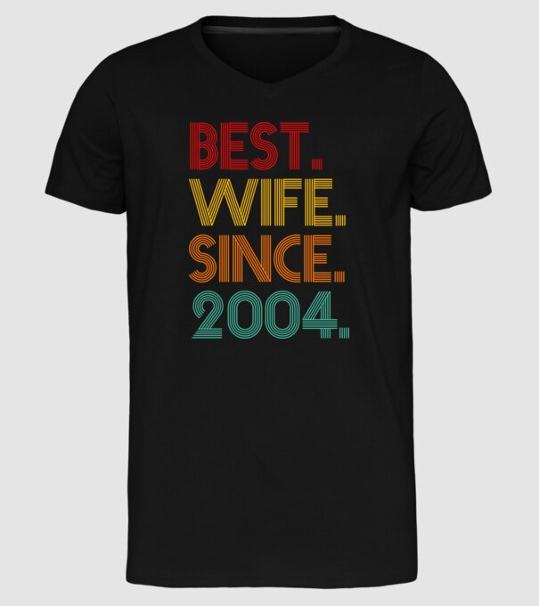 best wife since 2004 retro model negru pe tricou
