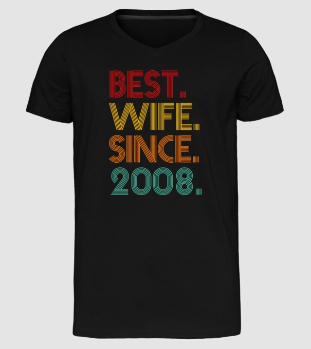 best wife since 2008 retro model negru pe tricou
