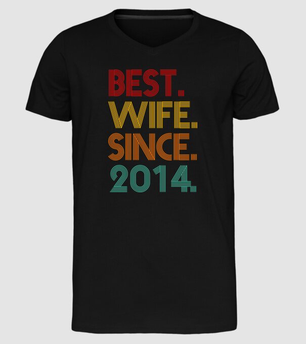 best wife since 2014 retro model negru pe tricou