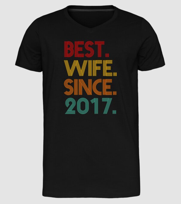 best wife since 2017 retro model negru pe tricou
