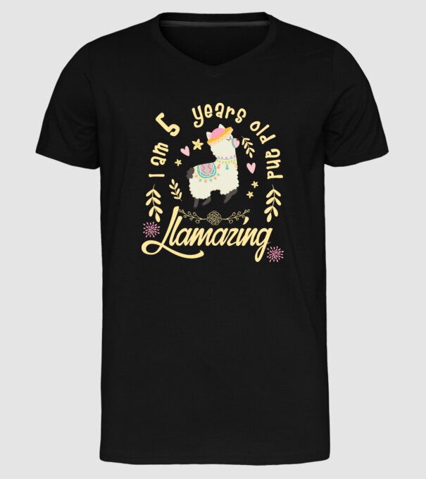 Birthday Llamazing 5 years old model negru pe tricou