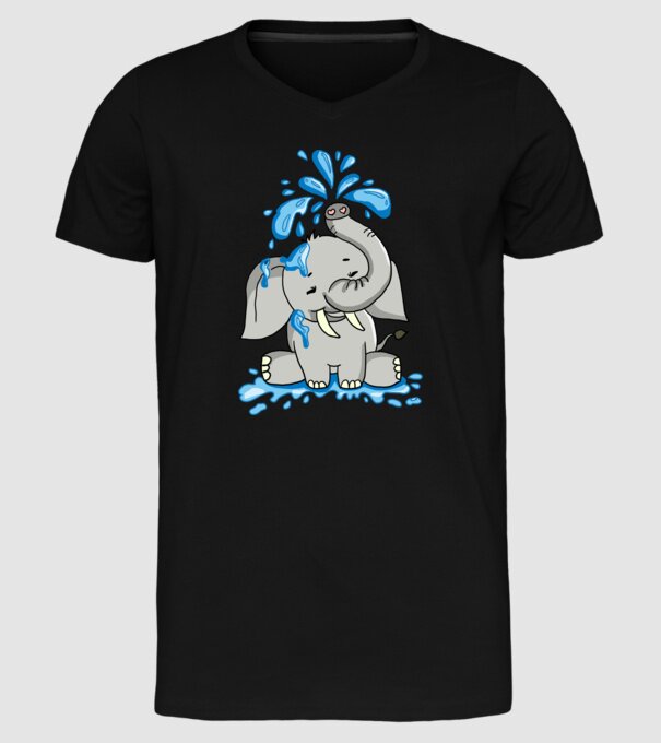 boldog elefánt model negru pe tricou
