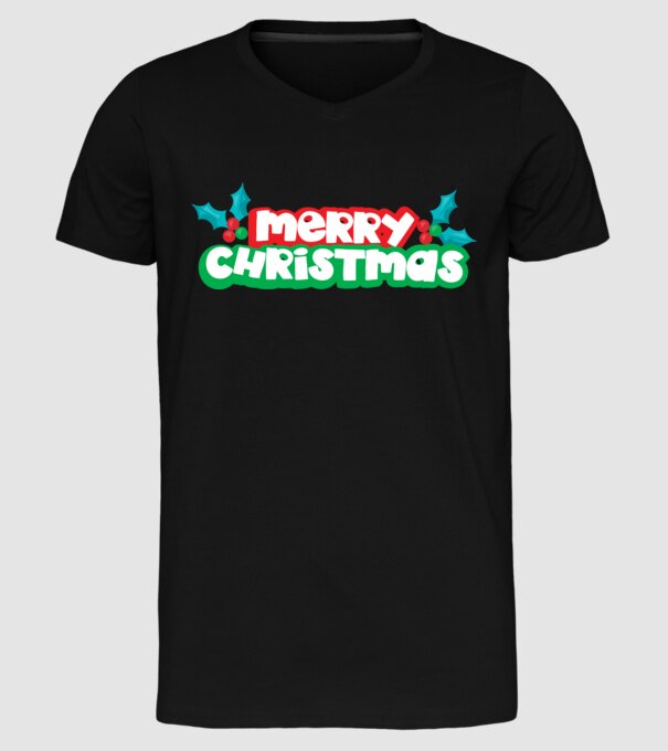 Text Crăciun Fericit model negru pe tricou
