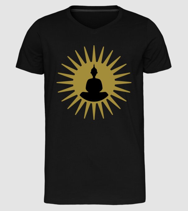 buddha star model negru pe tricou
