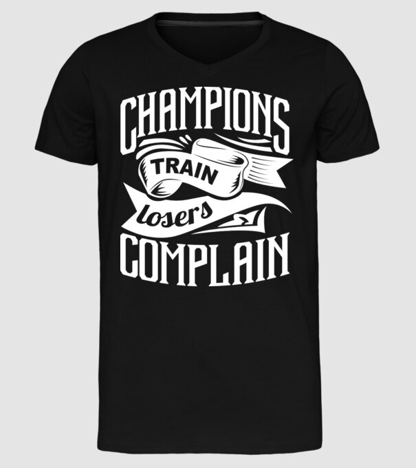 champions train model negru pe tricou
