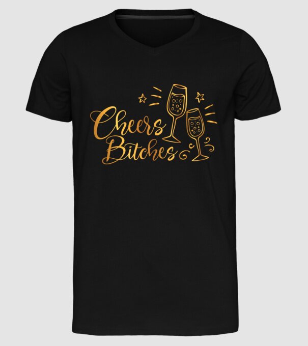 Cheers Bitches model negru pe tricou