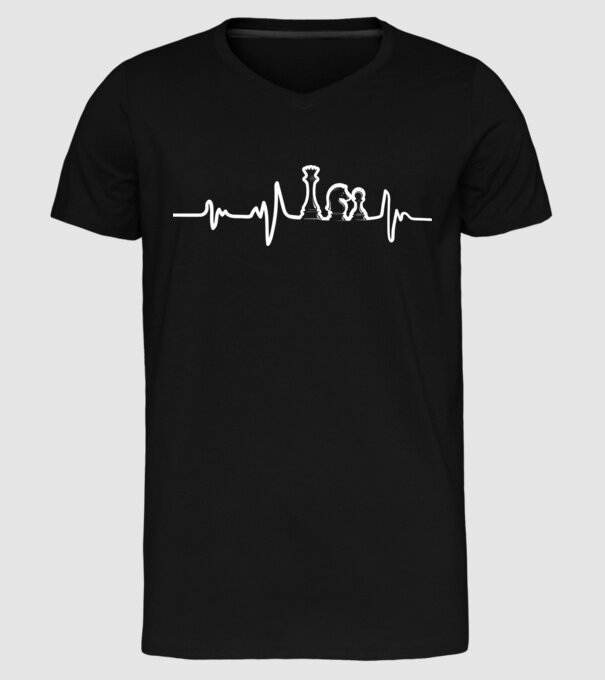 Chess heartbeat model negru pe tricou