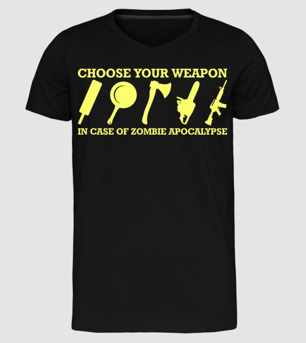 choose your weapon model negru pe tricou
