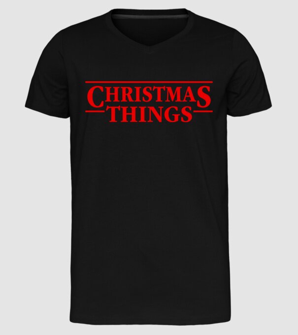 Christmas Things model negru pe tricou