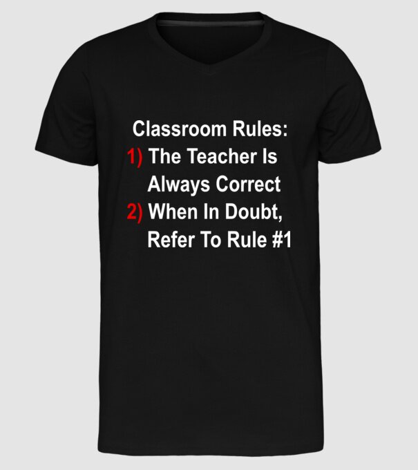 Classroom rules model negru pe tricou