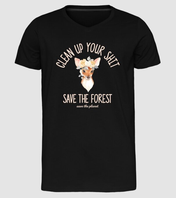 Clean up your shit model negru pe tricou